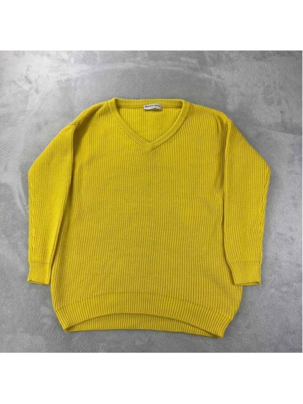 Balenciaga Paris Men's Size XS/34 EU Yellow V Neck Oversized Heavy Knit Sweater